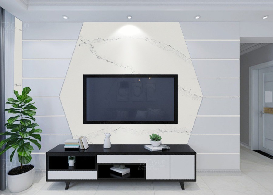 Waterproof White Quartz Stone Polished Surface No Radiation For Living Room
