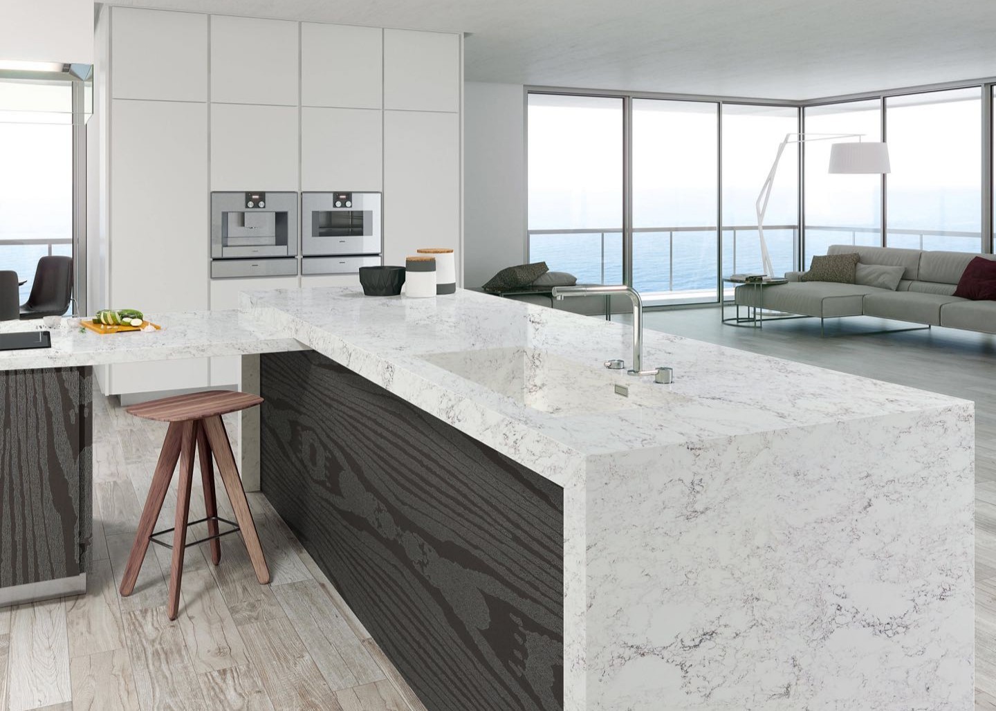 High Hardness Quartz Stone Kitchen Top White Quartz Countertops With