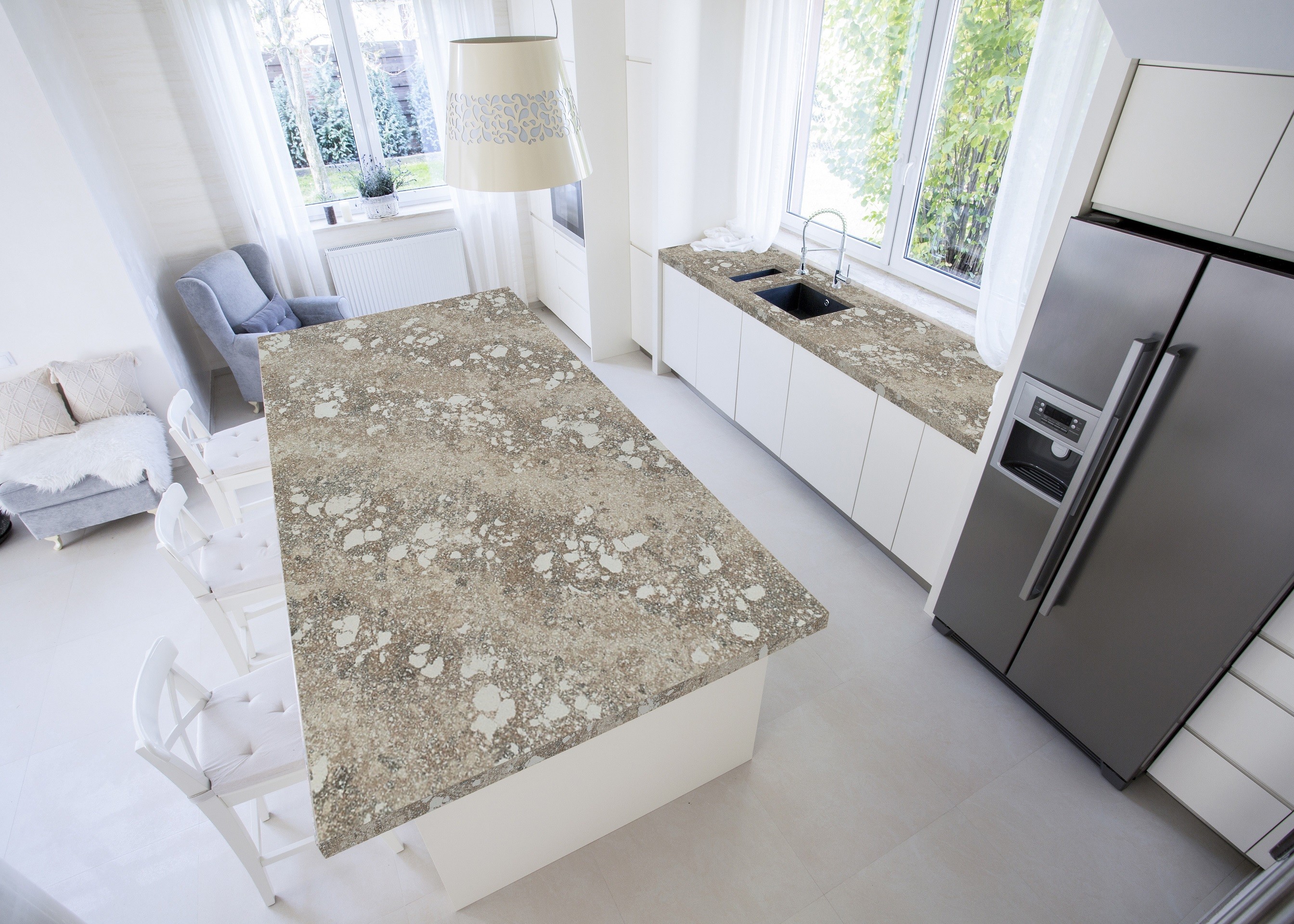 Customized Black Quartz Kitchen Countertops Strong Resistance To Scratch