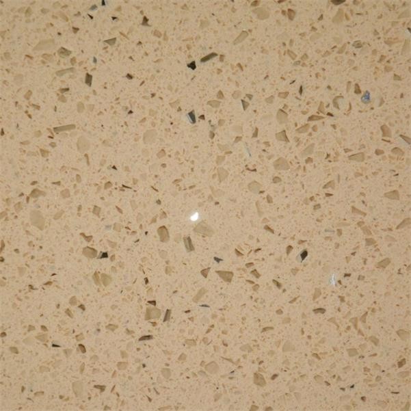 Shiny 3000*1400MM British Tan Colored Glass Countertop Quartz